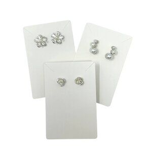 3‎ Pairs Of Silver & Pearl Stud Earrings - Small - for Pierced Ears
